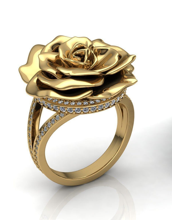 Rose ring, Gold Rose Ring, Rose Ring Diamond