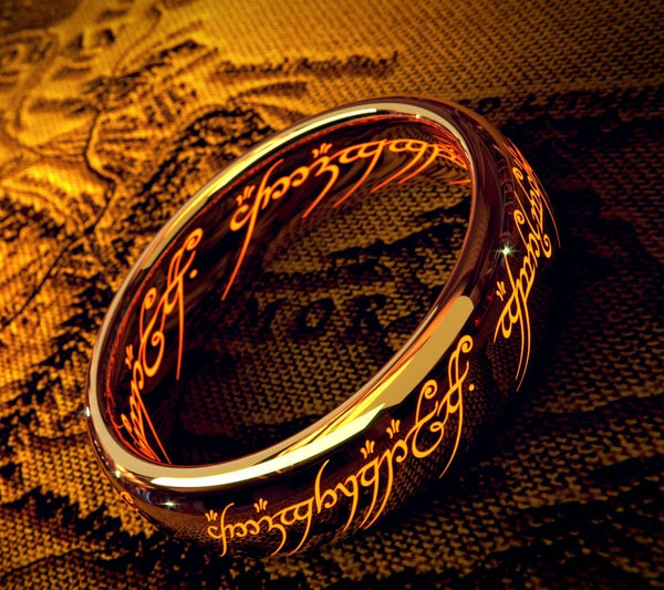 Elvish love ring, Elvish Ring Glow in the Dark, The one Ring, Elvish Rune Jewelry, The one Ring 5K-10K - 14K - 18K Yellow Gold