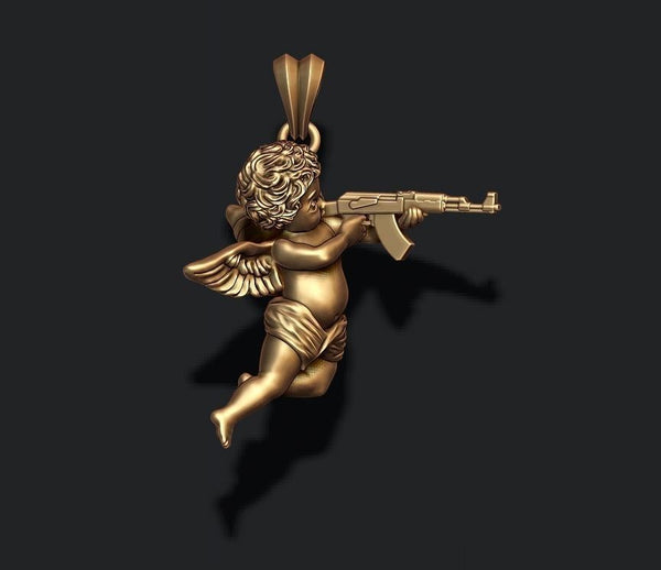 Baby Angel with AK47 Necklace