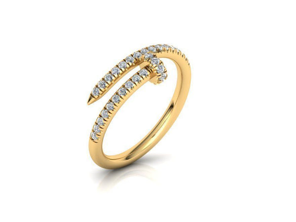 Nail Ring, Arrow Ring, French pave nail ring