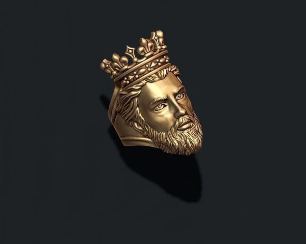 King ring, gold king ring, kings ring, silver king ring, king with crown ring