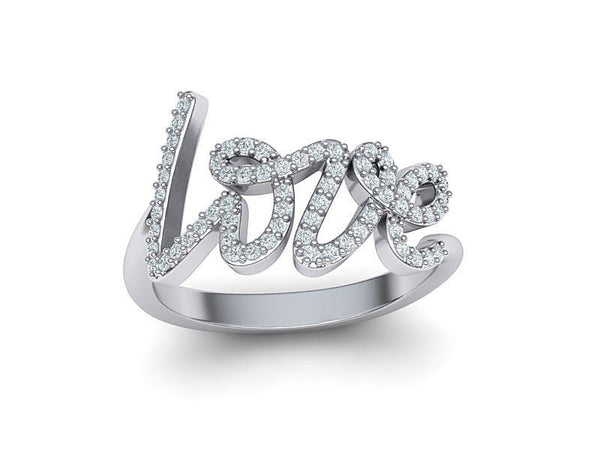 Love ring, love initial ring, love fancy ring, diamond love ring