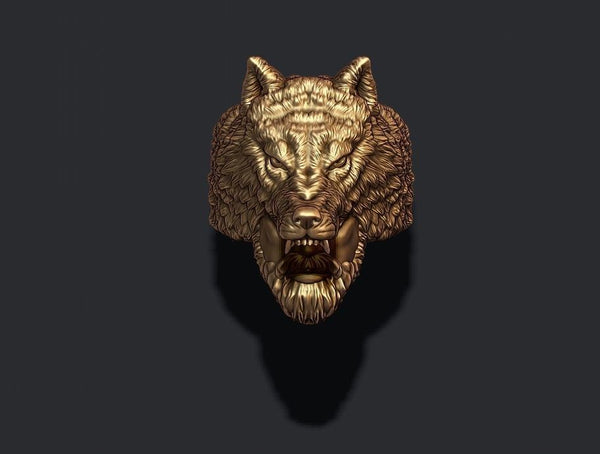 Man wolf ring - Wolf ring - Gold man wolf ring - Wolf head ring - Fenrir ring