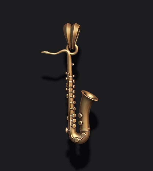 Saxophone Necklaces, Saxophone Pendant, Gold Saxophone Necklace