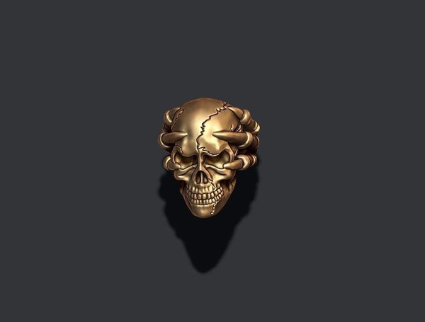 Skull Ring with Claws, Gold Skull Ring