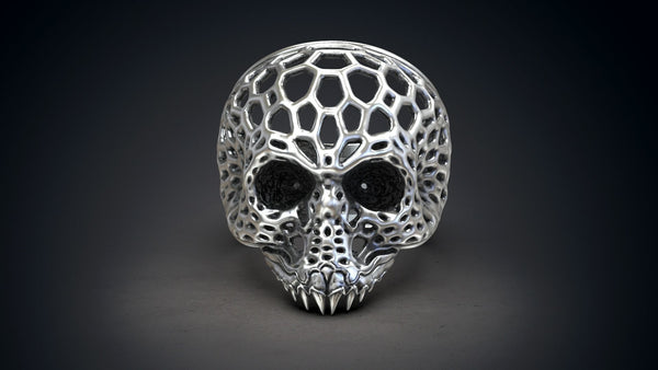 Voronoi skull ring - Creepy skull ring - Gothic skull ring